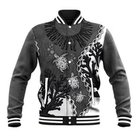 Personalized Black Coral Hawaii Baseball Jacket Ekaha Ku Moana Honu Sea Turtle LT14 Unisex Gray - Polynesian Pride