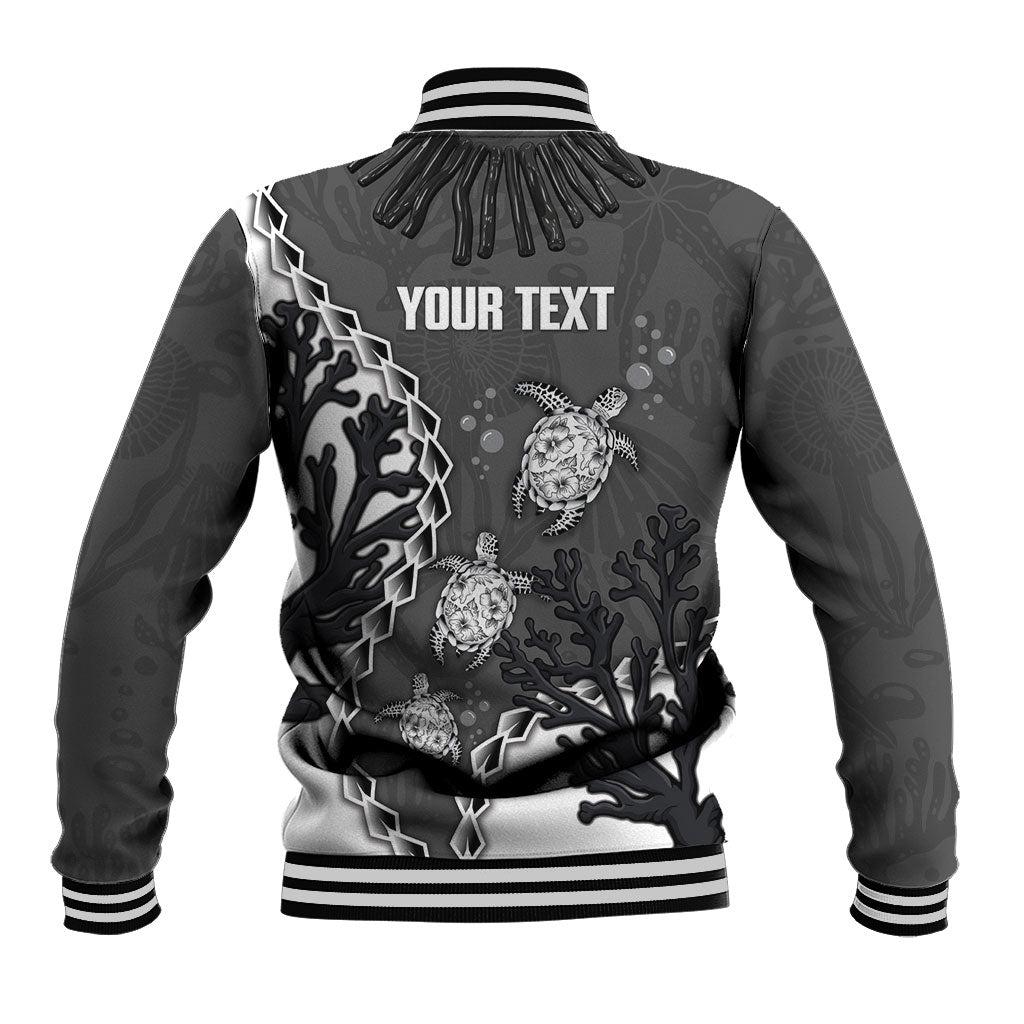 Personalized Black Coral Hawaii Baseball Jacket Ekaha Ku Moana Honu Sea Turtle LT14 - Polynesian Pride
