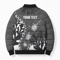 Personalized Black Coral Hawaii Bomber Puffer Jacket Ekaha Ku Moana Honu Sea Turtle LT14 - Polynesian Pride