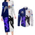 Fiji And Scotland Rugby Couples Matching Long Sleeve Bodycon Dress and Long Sleeve Button Shirts Fijian Tapa Pattern With Thistle LT14 Blue - Polynesian Pride