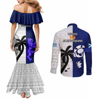 Fiji And Scotland Rugby Couples Matching Mermaid Dress and Long Sleeve Button Shirts Fijian Tapa Pattern With Thistle LT14 - Polynesian Pride