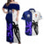 Fiji And Scotland Rugby Couples Matching Off Shoulder Maxi Dress and Hawaiian Shirt Fijian Tapa Pattern With Thistle LT14 Blue - Polynesian Pride