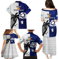 Fiji And Scotland Rugby Family Matching Puletasi Dress and Hawaiian Shirt Fijian Tapa Pattern With Thistle LT14 - Polynesian Pride