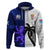 Fiji And Scotland Rugby Hoodie Fijian Tapa Pattern With Thistle LT14 Pullover Hoodie Blue - Polynesian Pride