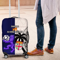 Fiji And Scotland Rugby Luggage Cover Fijian Tapa Pattern With Thistle LT14 Blue - Polynesian Pride
