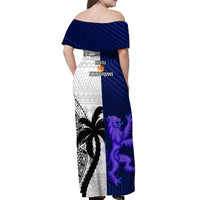 Fiji And Scotland Rugby Off Shoulder Maxi Dress Fijian Tapa Pattern With Thistle LT14 - Polynesian Pride