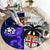 Fiji And Scotland Rugby Round Carpet Fijian Tapa Pattern With Thistle LT14 - Polynesian Pride