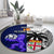 Fiji And Scotland Rugby Round Carpet Fijian Tapa Pattern With Thistle LT14 - Polynesian Pride