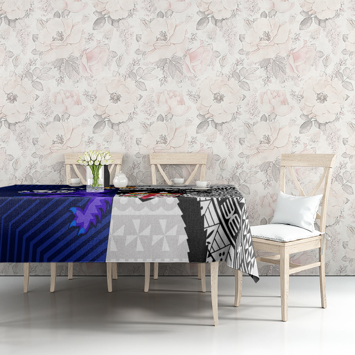 Fiji And Scotland Rugby Tablecloth Fijian Tapa Pattern With Thistle LT14 - Polynesian Pride