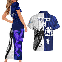 Custom Fiji And Scotland Rugby Couples Matching Short Sleeve Bodycon Dress and Hawaiian Shirt Fijian Tapa Pattern With Thistle LT14 - Polynesian Pride