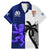 Custom Fiji And Scotland Rugby Family Matching Mermaid Dress and Hawaiian Shirt Fijian Tapa Pattern With Thistle LT14 Dad's Shirt - Short Sleeve Blue - Polynesian Pride