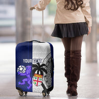 Custom Fiji And Scotland Rugby Luggage Cover Fijian Tapa Pattern With Thistle LT14 - Polynesian Pride