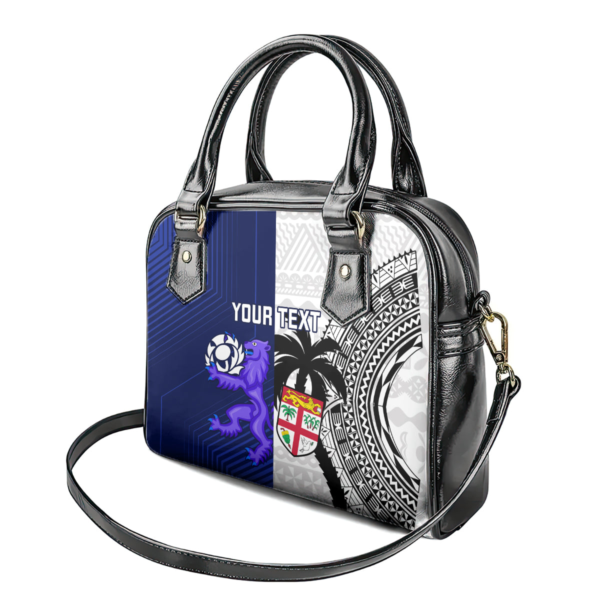 Custom Fiji And Scotland Rugby Shoulder Handbag Fijian Tapa Pattern With Thistle LT14 - Polynesian Pride