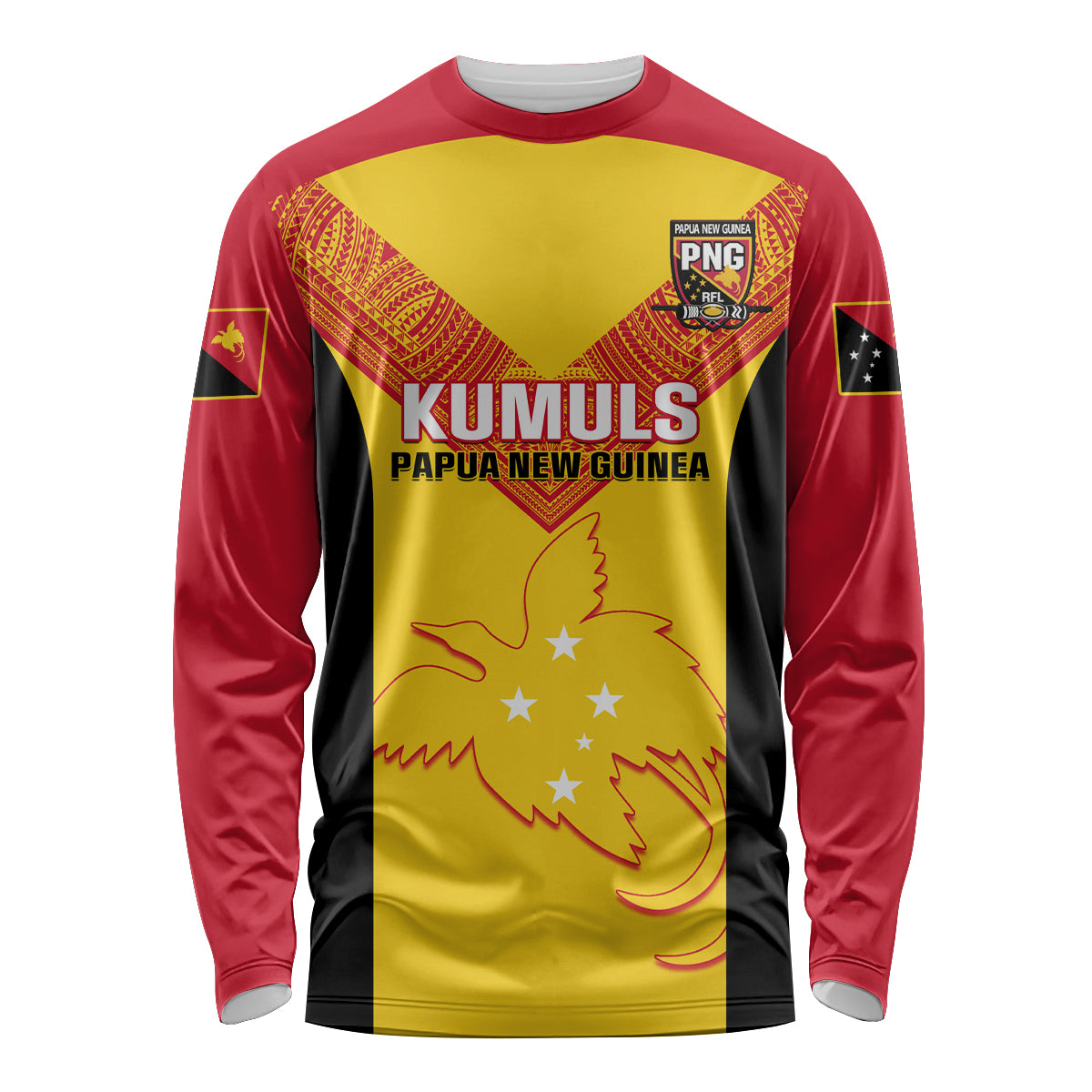 Custom Papua New Guinea Rubgby Long Sleeve Shirt Pacific 2023 Go PNG Kumuls LT14 Unisex Yellow - Polynesian Pride