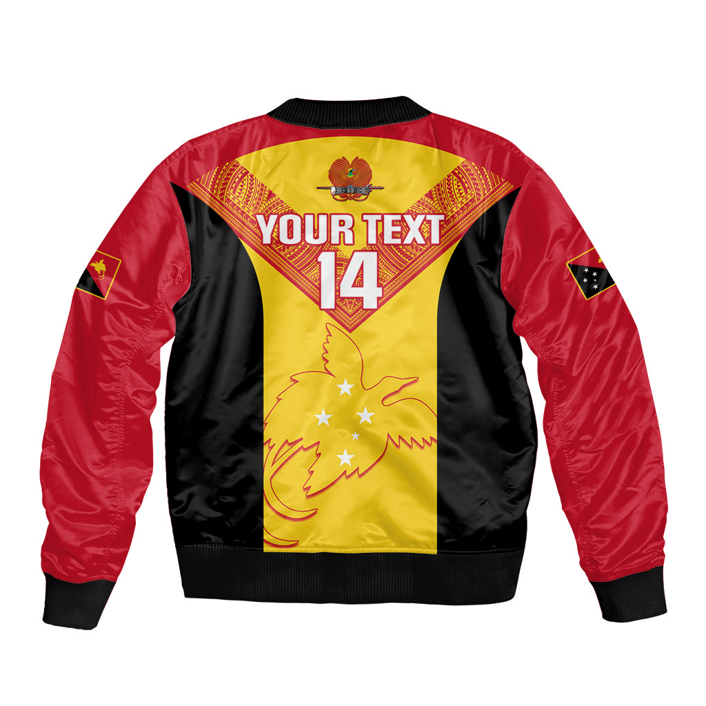 Custom Papua New Guinea Rubgby Sleeve Zip Bomber Jacket Pacific 2023 Go PNG Kumuls LT14 - Polynesian Pride