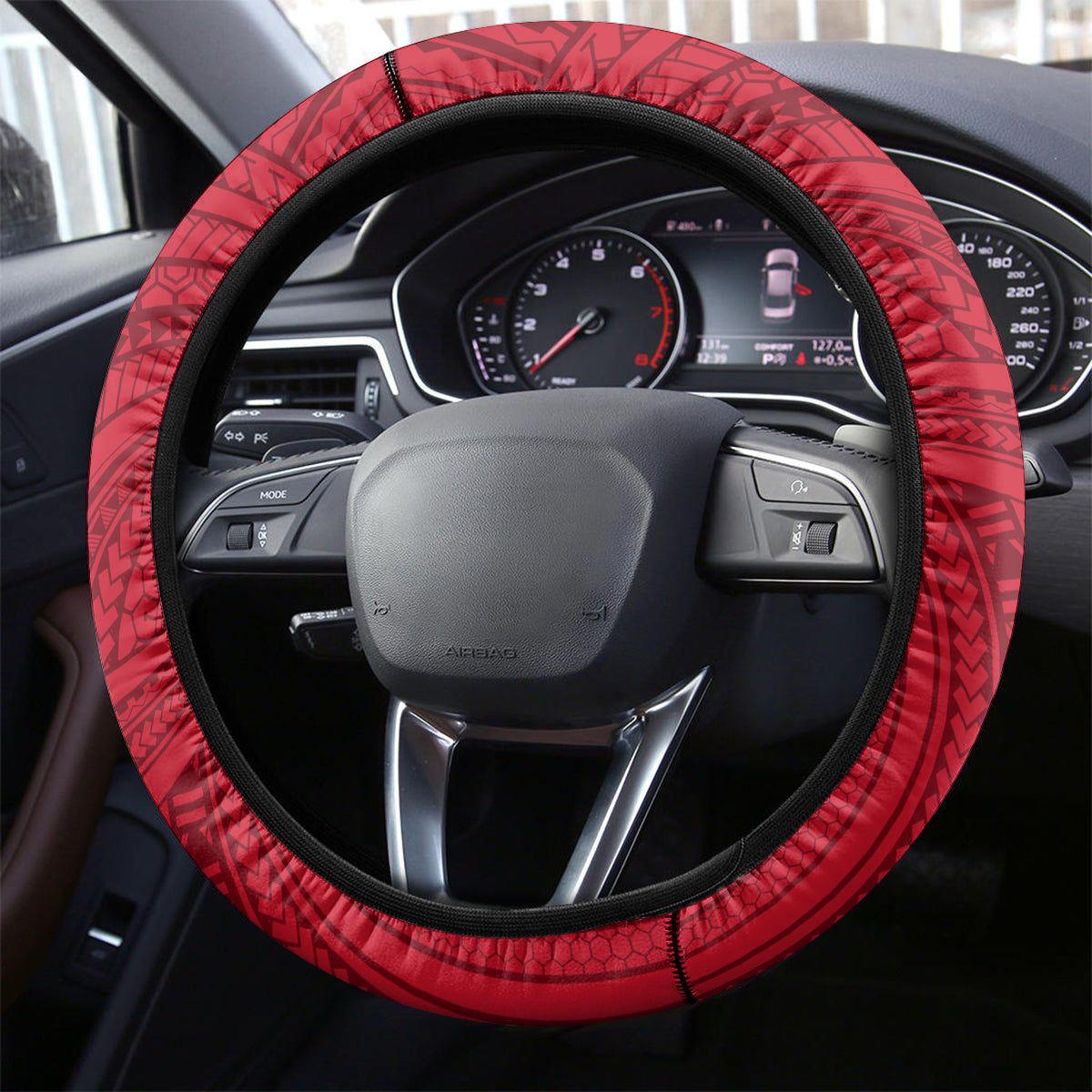 Papua New Guinea Rubgby Steering Wheel Cover Pacific 2023 Go PNG Kumuls LT14 - Polynesian Pride
