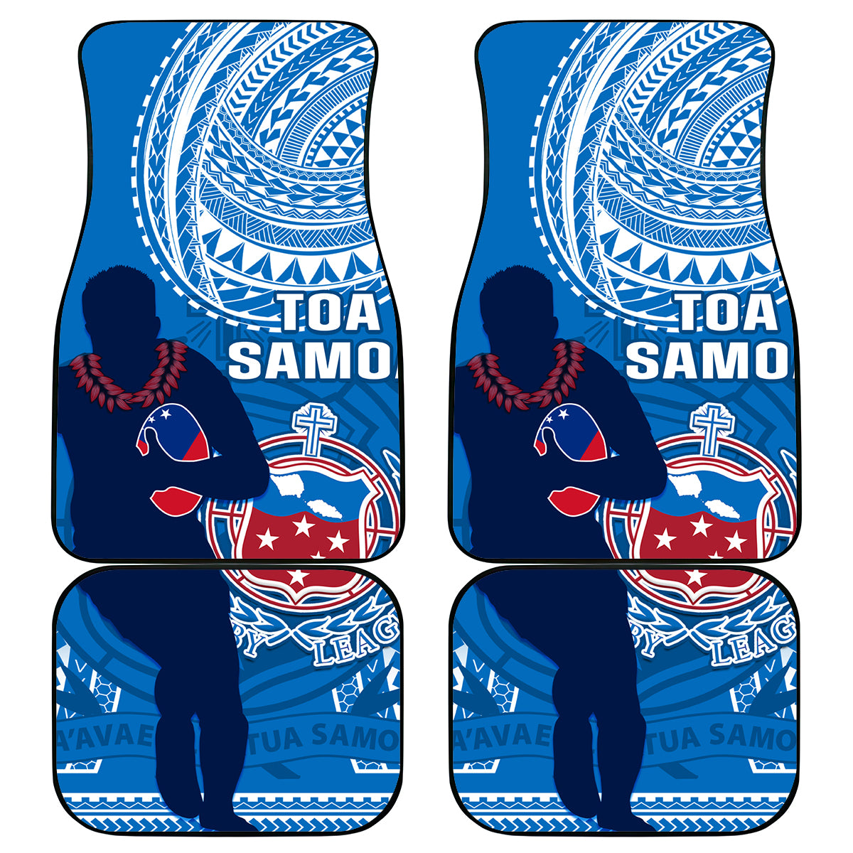 Samoa Rugby Car Mats Pacific 2023 Go Toa Samoa LT14 Blue - Polynesian Pride