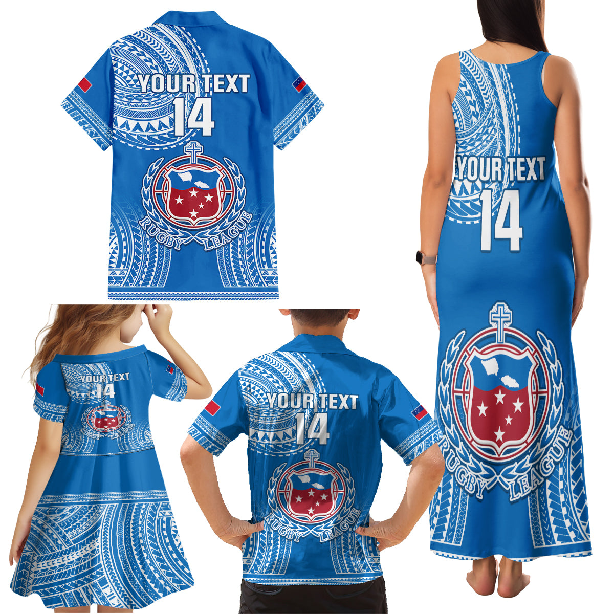 Custom Samoa Rugby Family Matching Tank Maxi Dress and Hawaiian Shirt Pacific 2023 Go Toa Samoa LT14 - Polynesian Pride