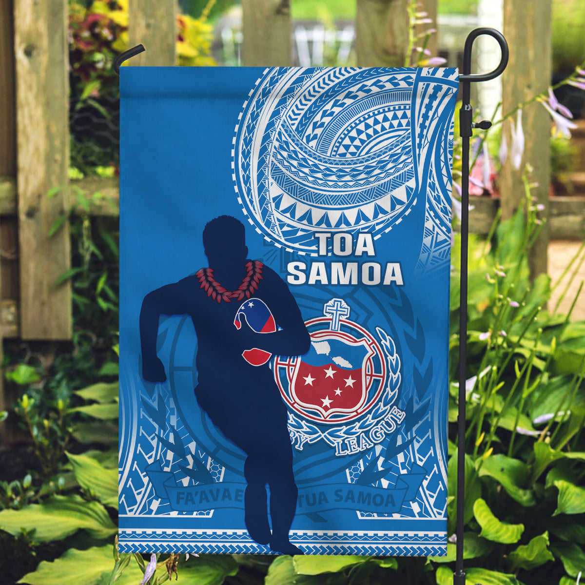 Samoa Rugby Garden Flag Pacific 2023 Go Toa Samoa LT14 Garden Flag Blue - Polynesian Pride