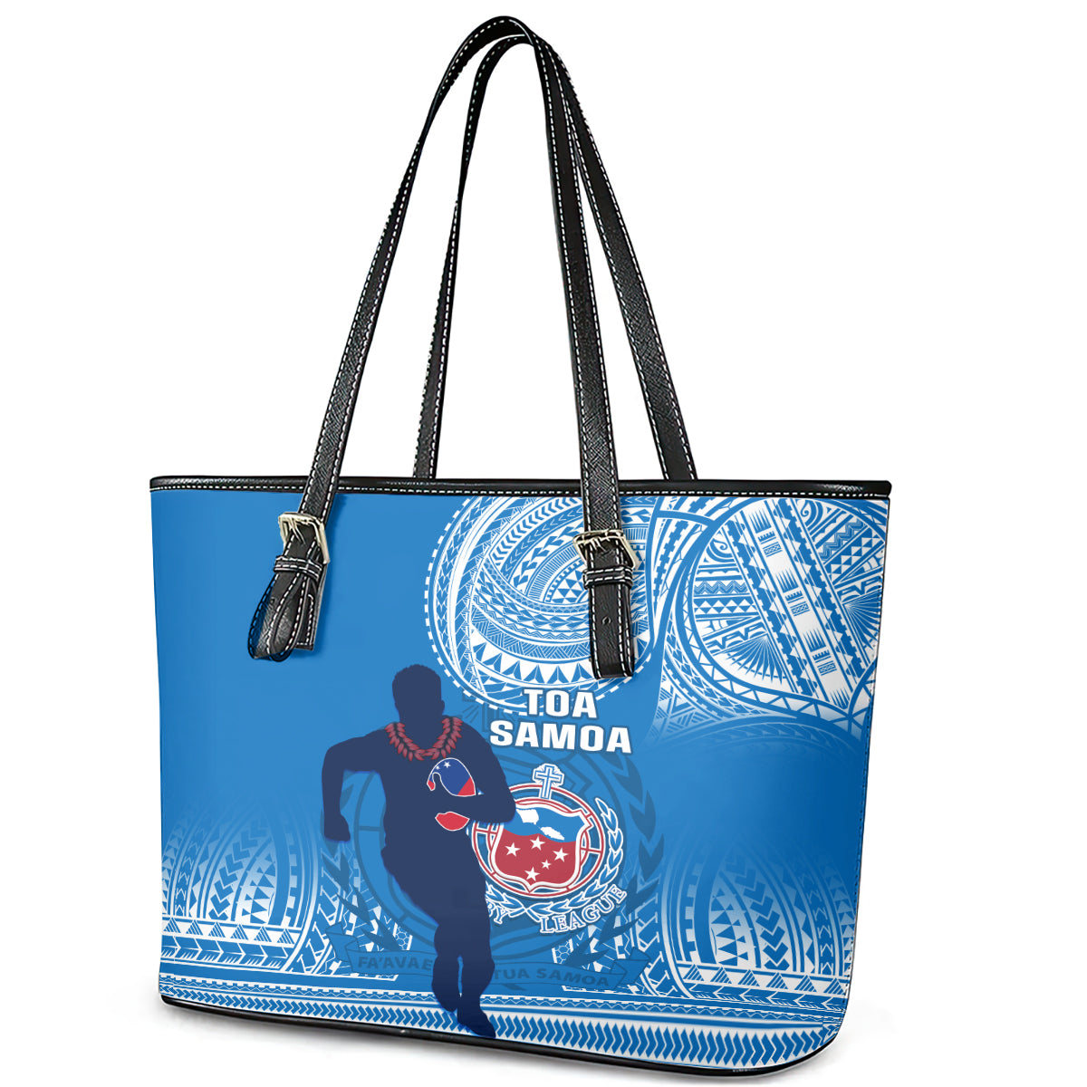 Samoa Rugby Leather Tote Bag Pacific 2023 Go Toa Samoa LT14 - Polynesian Pride