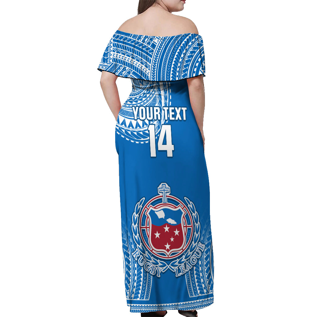 Custom Samoa Rugby Off Shoulder Maxi Dress Pacific 2023 Go Toa Samoa LT14 - Polynesian Pride