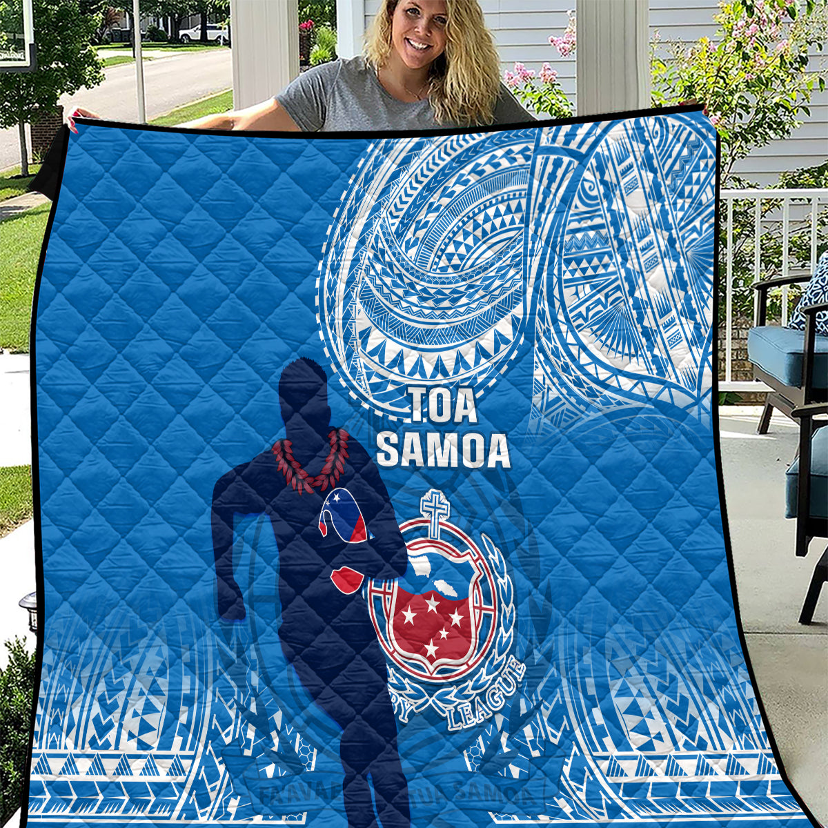 Samoa Rugby Quilt Pacific 2023 Go Toa Samoa LT14 Blue - Polynesian Pride