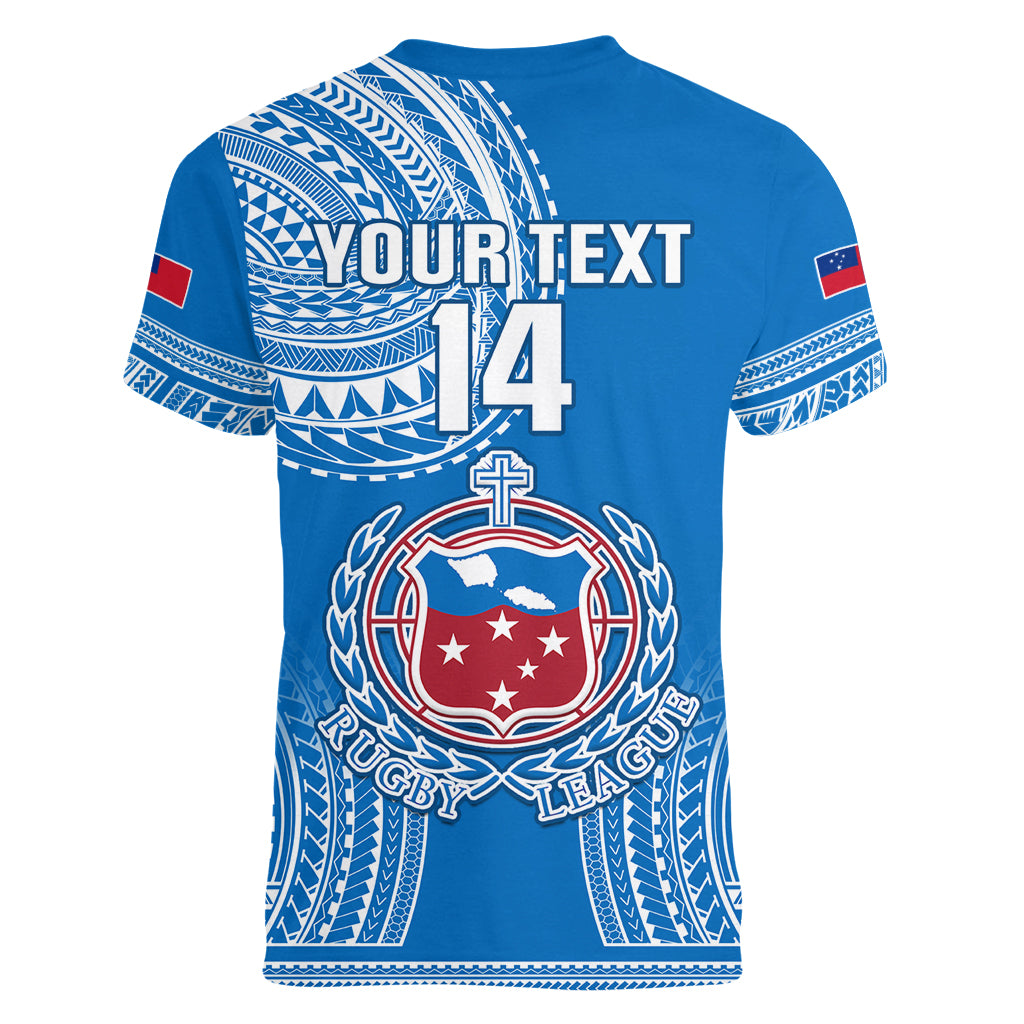 Custom Samoa Rugby Women V Neck T Shirt Pacific 2023 Go Toa Samoa LT14 - Polynesian Pride
