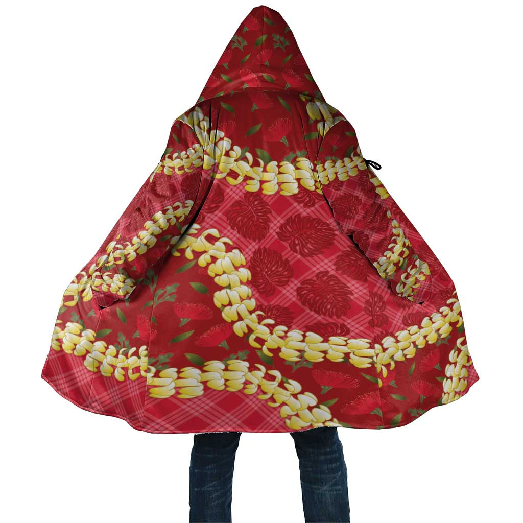 Red Palaka Hawaii Mele Kalikimaka Cloak Ohia Lehua Monstera Puakenikeni Lei - Polynesian Pride