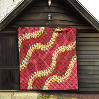 Red Palaka Hawaii Mele Kalikimaka Quilt Ohia Lehua Monstera Puakenikeni Lei - Polynesian Pride