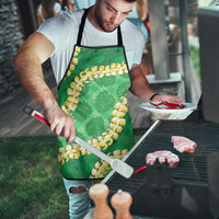 Green Palaka Hawaii Mele Kalikimaka Apron Ohia Lehua Monstera Puakenikeni Lei - Polynesian Pride