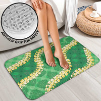 Green Palaka Hawaii Mele Kalikimaka Bathroom Set Ohia Lehua Monstera Puakenikeni Lei - Polynesian Pride