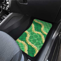 Green Palaka Hawaii Mele Kalikimaka Car Mats Ohia Lehua Monstera Puakenikeni Lei - Polynesian Pride