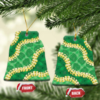 Green Palaka Hawaii Mele Kalikimaka Ceramic Ornament Ohia Lehua Monstera Puakenikeni Lei - Polynesian Pride