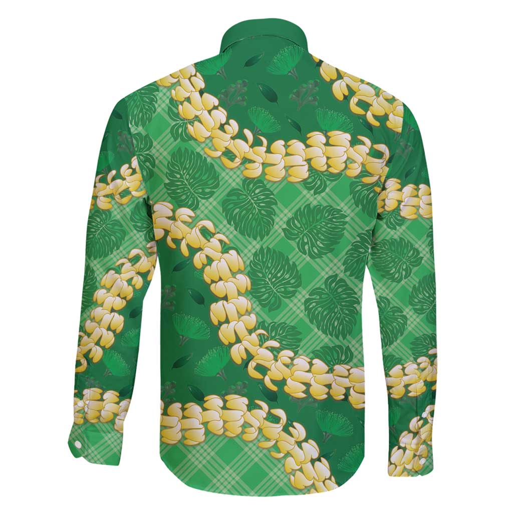 Green Palaka Hawaii Mele Kalikimaka Family Matching Puletasi and Hawaiian Shirt Ohia Lehua Monstera Puakenikeni Lei - Polynesian Pride
