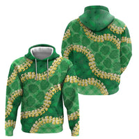 Green Palaka Hawaii Mele Kalikimaka Hoodie Ohia Lehua Monstera Puakenikeni Lei - Polynesian Pride