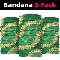 Green Palaka Hawaii Mele Kalikimaka Neck Gaiter Ohia Lehua Monstera Puakenikeni Lei - Polynesian Pride