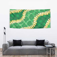 Green Palaka Hawaii Mele Kalikimaka Tapestry Ohia Lehua Monstera Puakenikeni Lei - Polynesian Pride