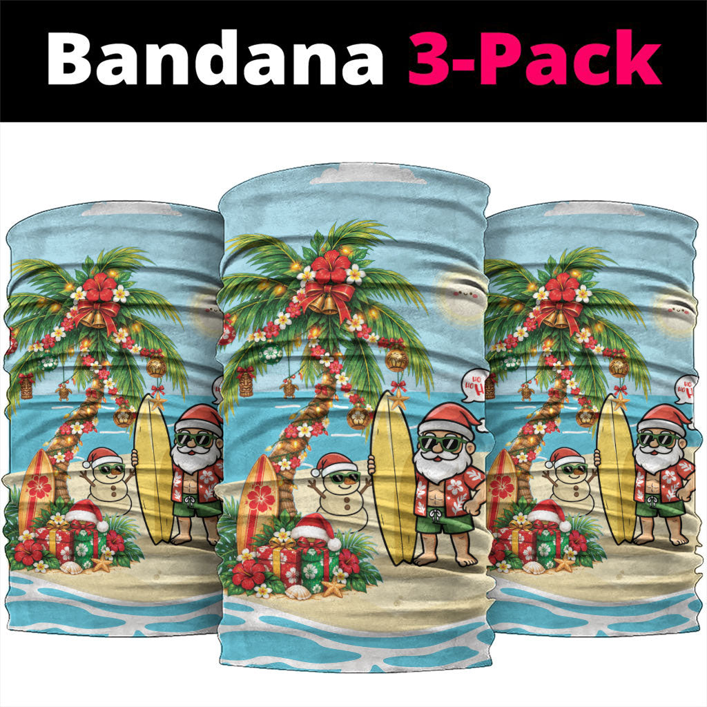 Hawaii Christmas Mele Kalikimaka Neck Gaiter Festive Palm Chilling Santa With Surfboard LT14 package One Size: 25*50cm Blue - Polynesian Pride