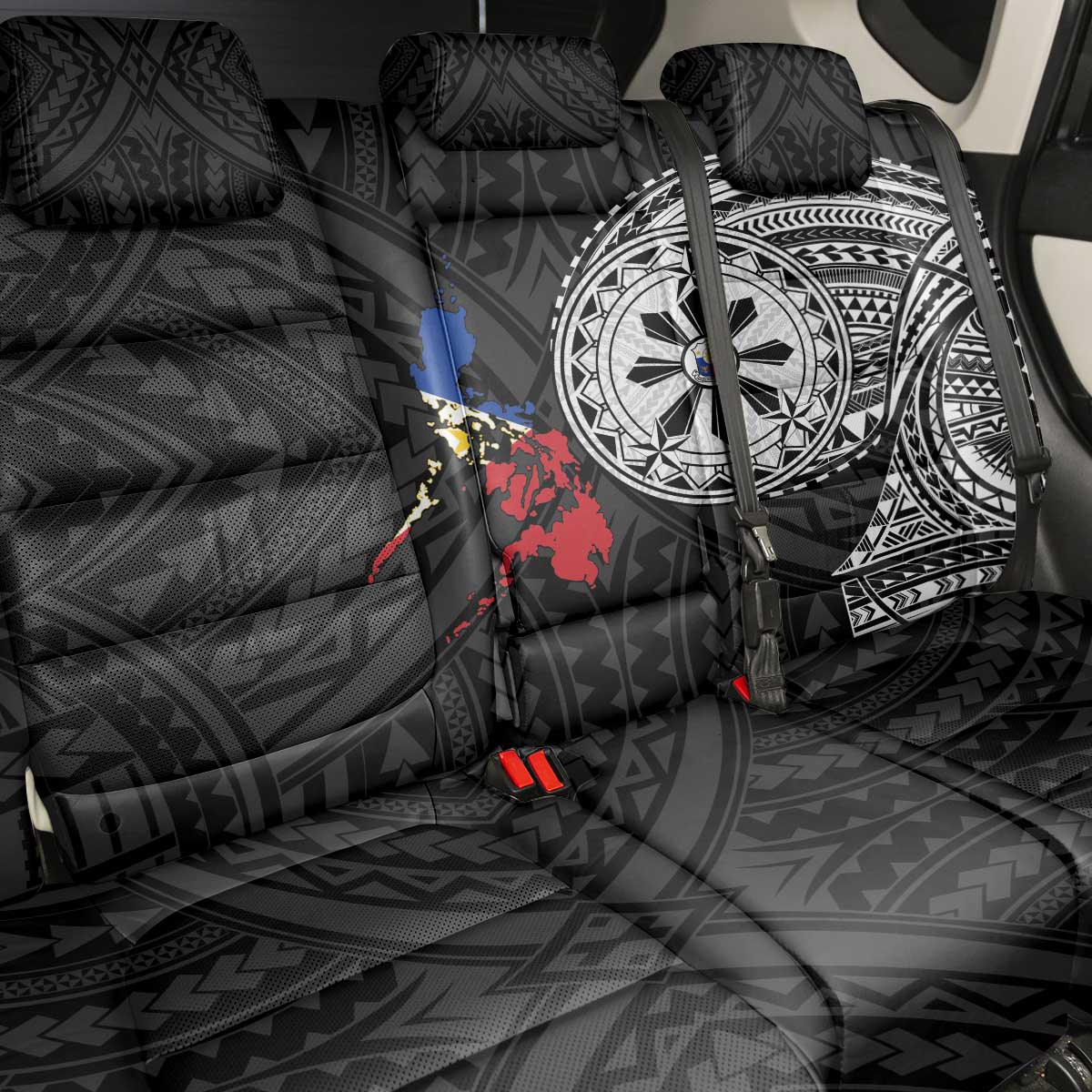 Philippines Strong Back Car Seat Cover Filipino Map Polynesian Tattoo - Polynesian Pride