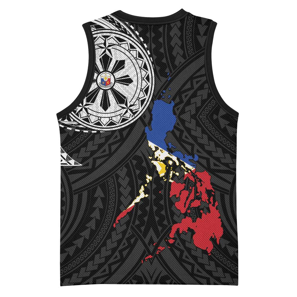 Philippines Strong Basketball Jersey Filipino Map Polynesian Tattoo - Polynesian Pride