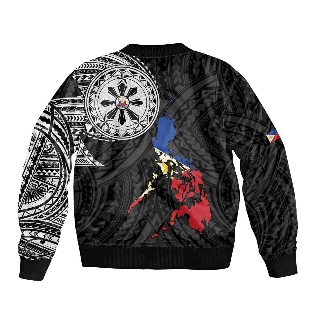 Philippines Strong Bomber Jacket Filipino Map Polynesian Tattoo - Polynesian Pride