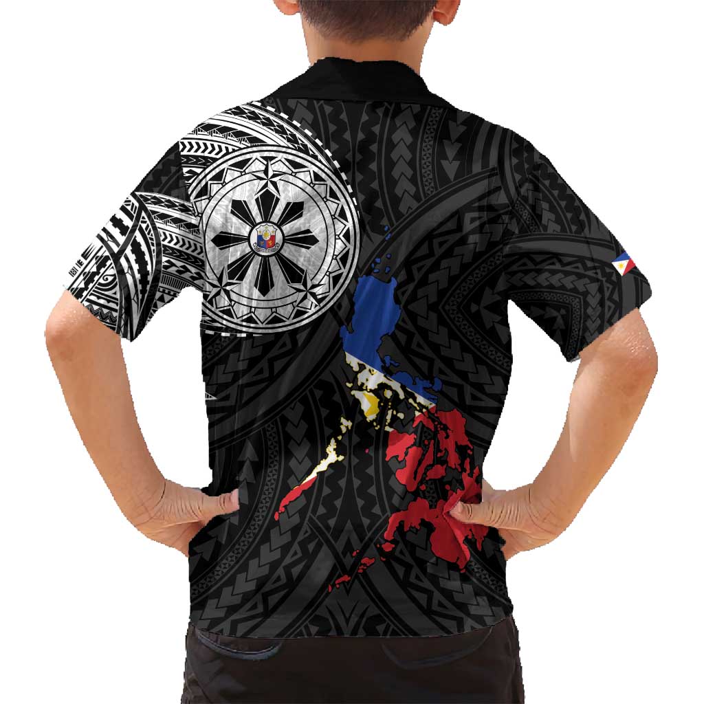 Philippines Strong Family Matching Off Shoulder Short Dress and Hawaiian Shirt Filipino Map Polynesian Tattoo - Polynesian Pride