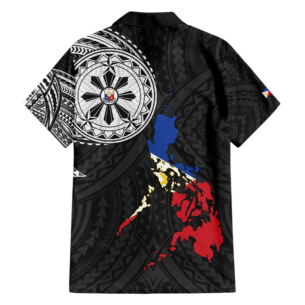 Philippines Strong Family Matching Off Shoulder Short Dress and Hawaiian Shirt Filipino Map Polynesian Tattoo - Polynesian Pride