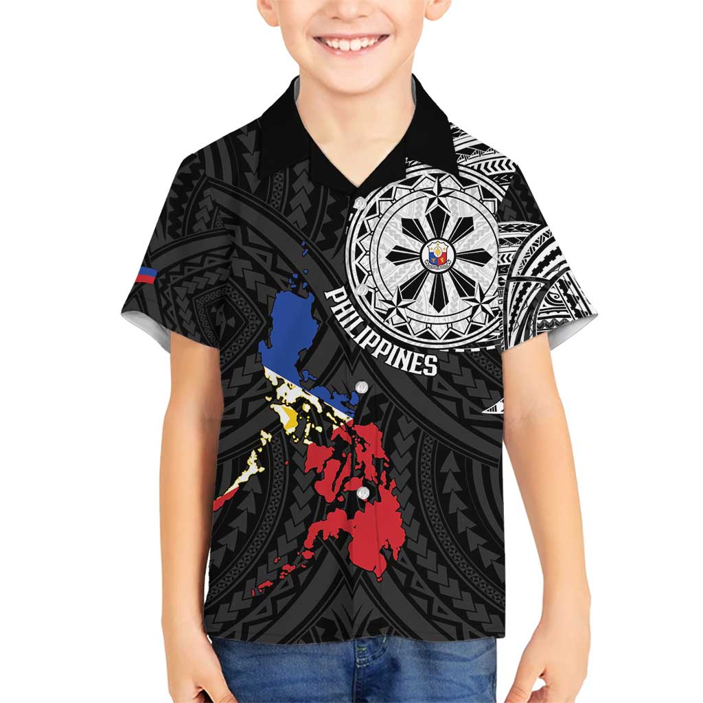 Philippines Strong Family Matching Summer Maxi Dress and Hawaiian Shirt Filipino Map Polynesian Tattoo - Polynesian Pride