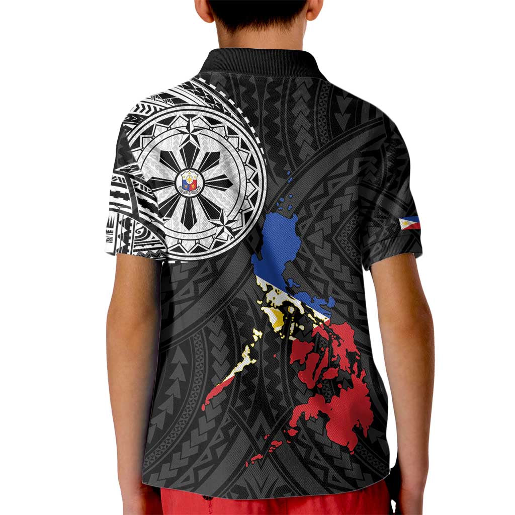 Philippines Strong Kid Polo Shirt Filipino Map Polynesian Tattoo - Polynesian Pride