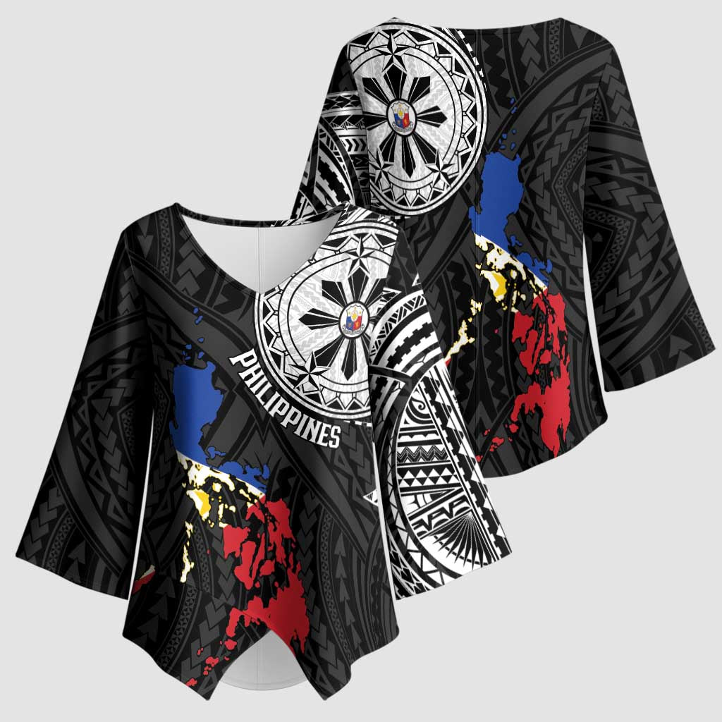 Philippines Strong Kimono Sleeve Blouse Filipino Map Polynesian Tattoo - Polynesian Pride