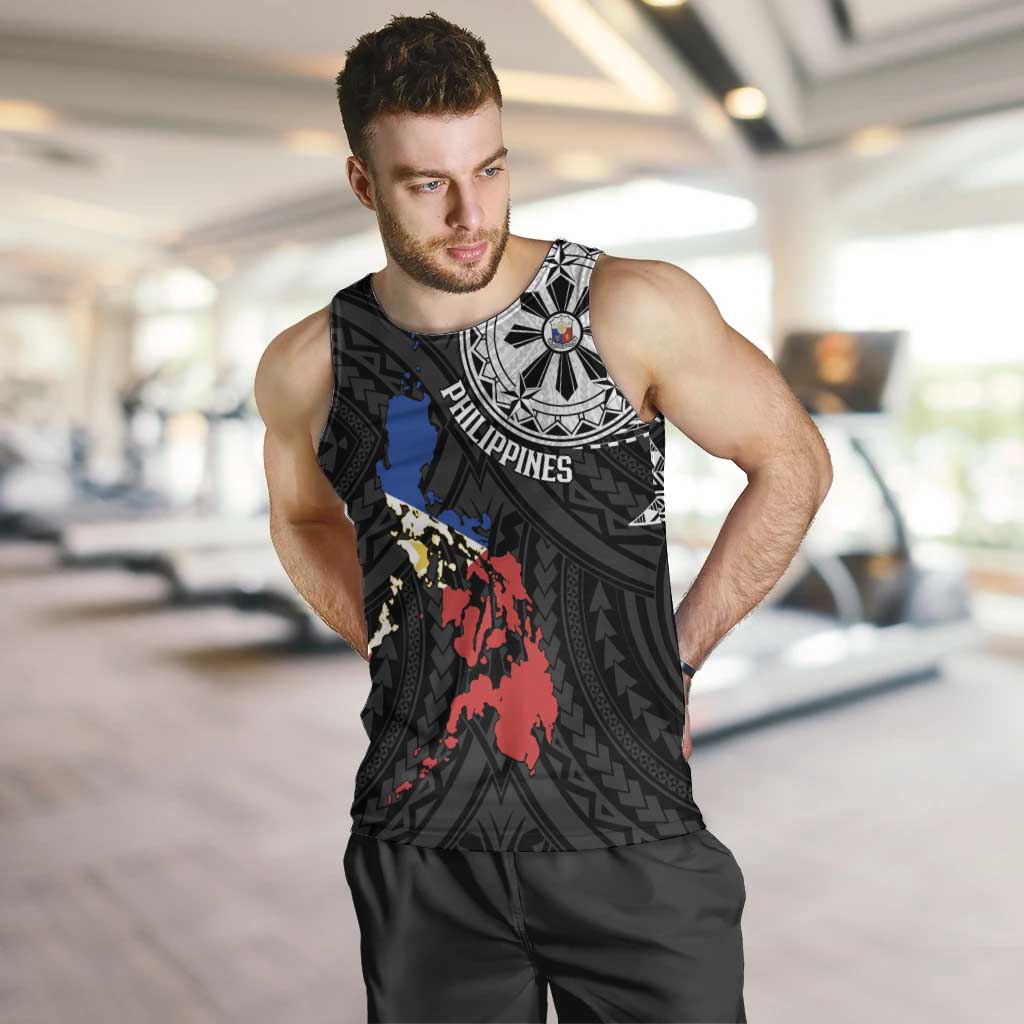 Philippines Strong Men Tank Top Filipino Map Polynesian Tattoo - Polynesian Pride