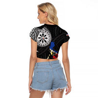 Philippines Strong Raglan Cropped T Shirt Filipino Map Polynesian Tattoo - Polynesian Pride