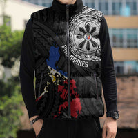 Philippines Strong Sleeveless Puffer Jacket Filipino Map Polynesian Tattoo - Polynesian Pride