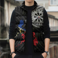 Philippines Strong Sleeveless Puffer Jacket Filipino Map Polynesian Tattoo - Polynesian Pride